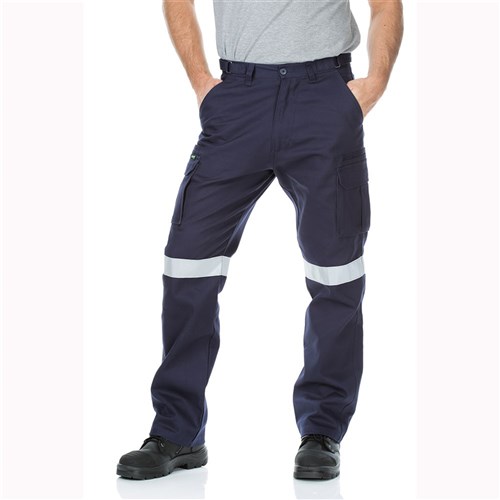 Cotton Drill Regular Weight Multi Pocket Taped Cargo Pants Navy 132ST