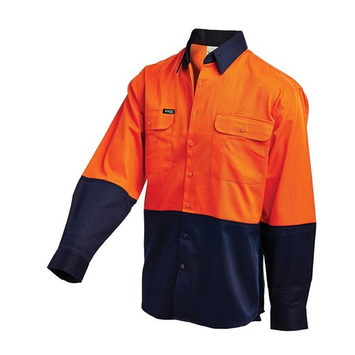 Hi-Vis 2 Tone Regular Weight Shirt Orange/Navy L