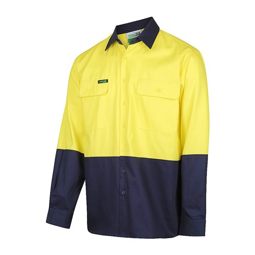 Hi-Vis 2 Tone Regular Weight Shirt Yellow/Navy L