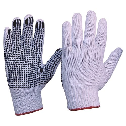 Knitted Poly/Cotton With PVC Dots Gloves Ladies Size