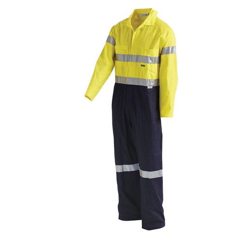 Hi-Vis 2-Tone Regular Weight Taped Coverall with Metal Press Studs