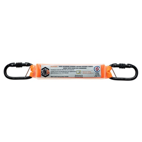 SHOCK ABSORBING 450MM ASSEMBLY WITH PERM ATTACHED SCREW GATE KARABINERS